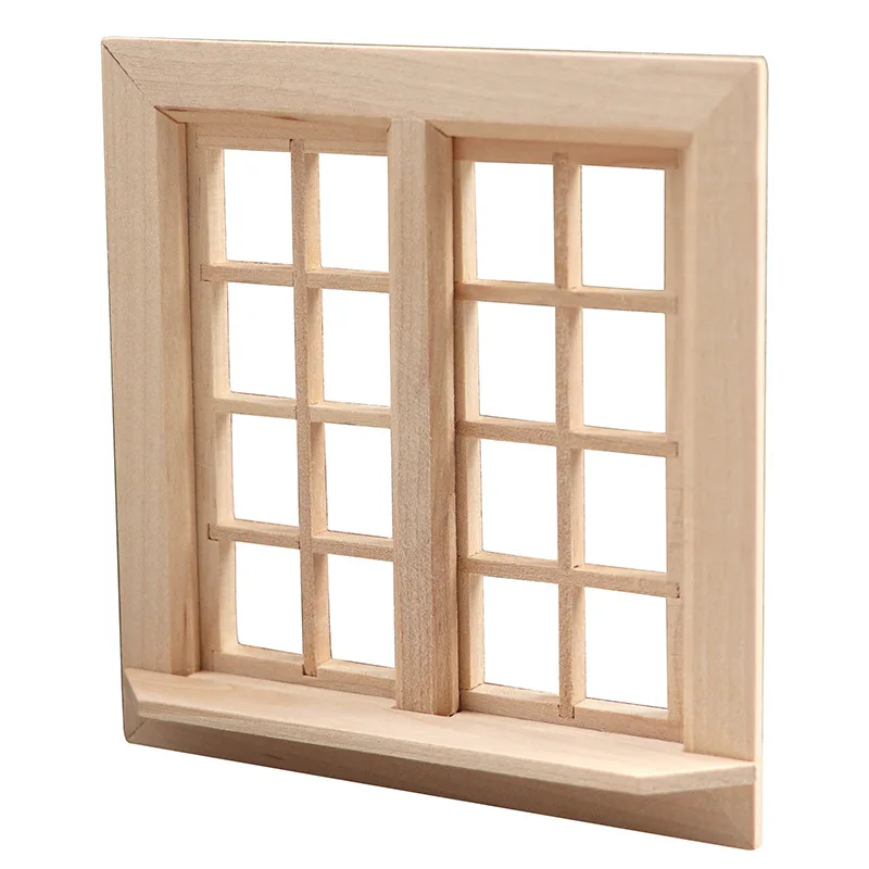 Mini Furniture Doll House Window Frame Model Decoration Miniature Window Frame Wooden Window for Dollhouse