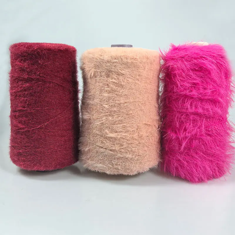 2024 100% Nylon 15s Colorful Long Hair Mink Fancy Yarn 1.3cm Feather for Knitting Long Plush Mink Cashmere Mink Yarn