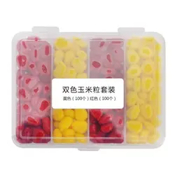 200pcs/Lot Soft Carp Bait Fishing Lure Set Floating Corn Flavor Artificial Bait Yellow Red with Plastic Box