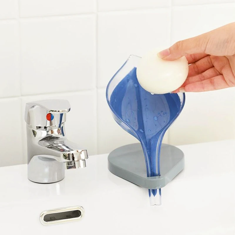 Durable Reusable Bathroom Leaf Shape Soap Case Silicone Soap Drain Box Soap Case
