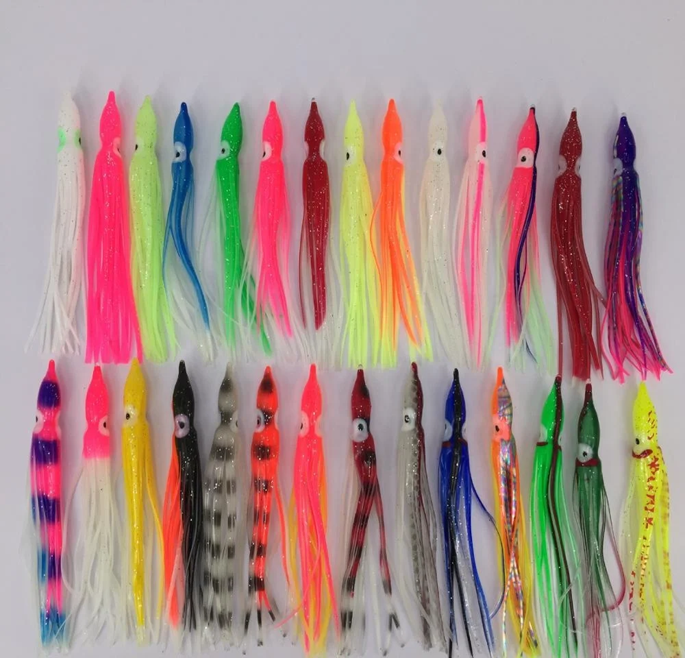 Multicolour Soft Plastic Octopus Lures Hoochie Squid Skirt Lures