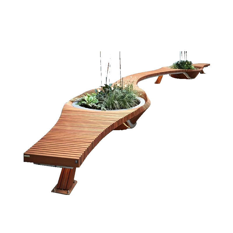 Y869 Wood flowerpot and bench outdoor waiting chair customized wooden garden public chair park bench outdoor sofa public bench