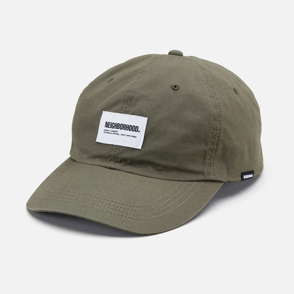 custom dad hat woven patch adjustable unstructured baseball cap curved brim strapback NEIGHBORHOOD MIL cotton ripstop dad cap