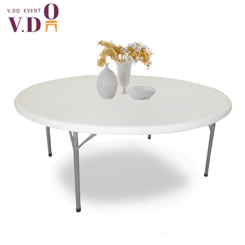 Hot sale dining banquet portable round table mesa redonda plegable white outdoor folding plastic round table