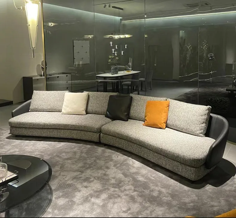 Fashion Italian living room curved sofa set design luxury villa sofa modern high end home sofa furniture set