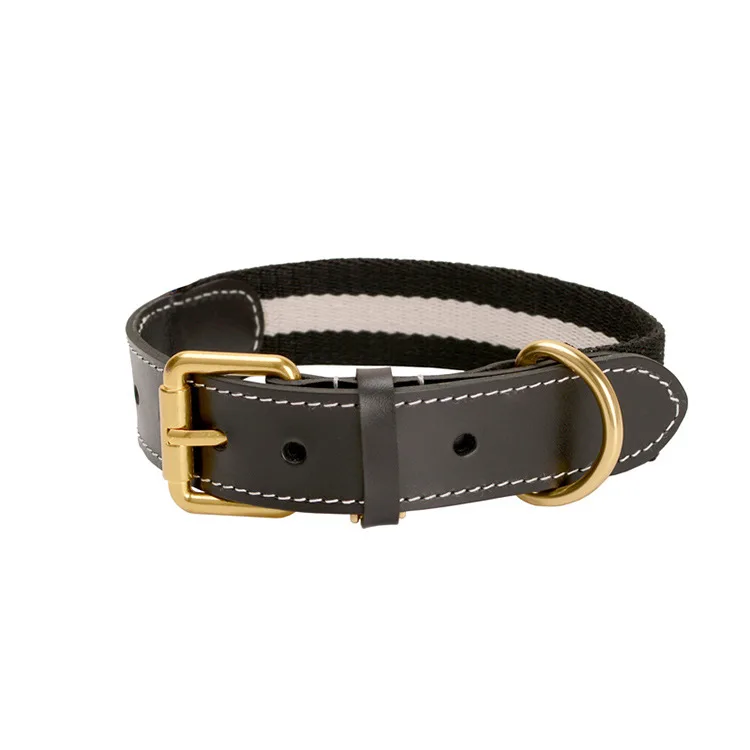 Wholesale New High-quality Hardware Leather Woven Belt Walking Training Personalized Leather Pet Collars Leashes for Dog