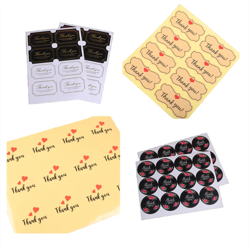round square kraft print circle seal thank you wedding party label self adhesive stickers decoration