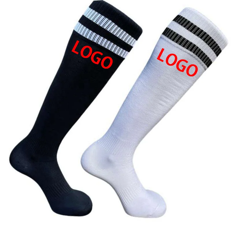 Hot selling colored men compression custom sports knee high men cotton socks sport soccer crew socks plain athletic logo