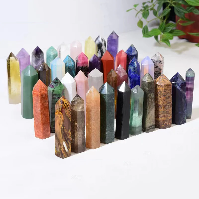 Wholesale Natural Healing Stones Crystal Tower Point Amethyst Clear Rose Quartz Wand Point For Decoration