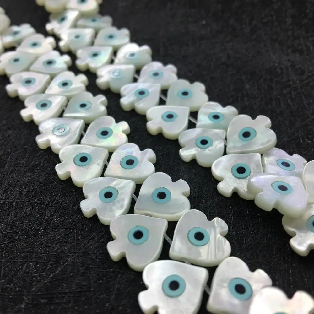 Turkey Evil eye 12mm Flower shape mother of pearl seawater shell beads wholesale