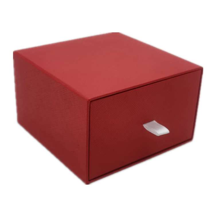 Luxury High-end  Handmade Customized Logo Drawer Cardboard Paper Light Red Jewelry Gift  Box