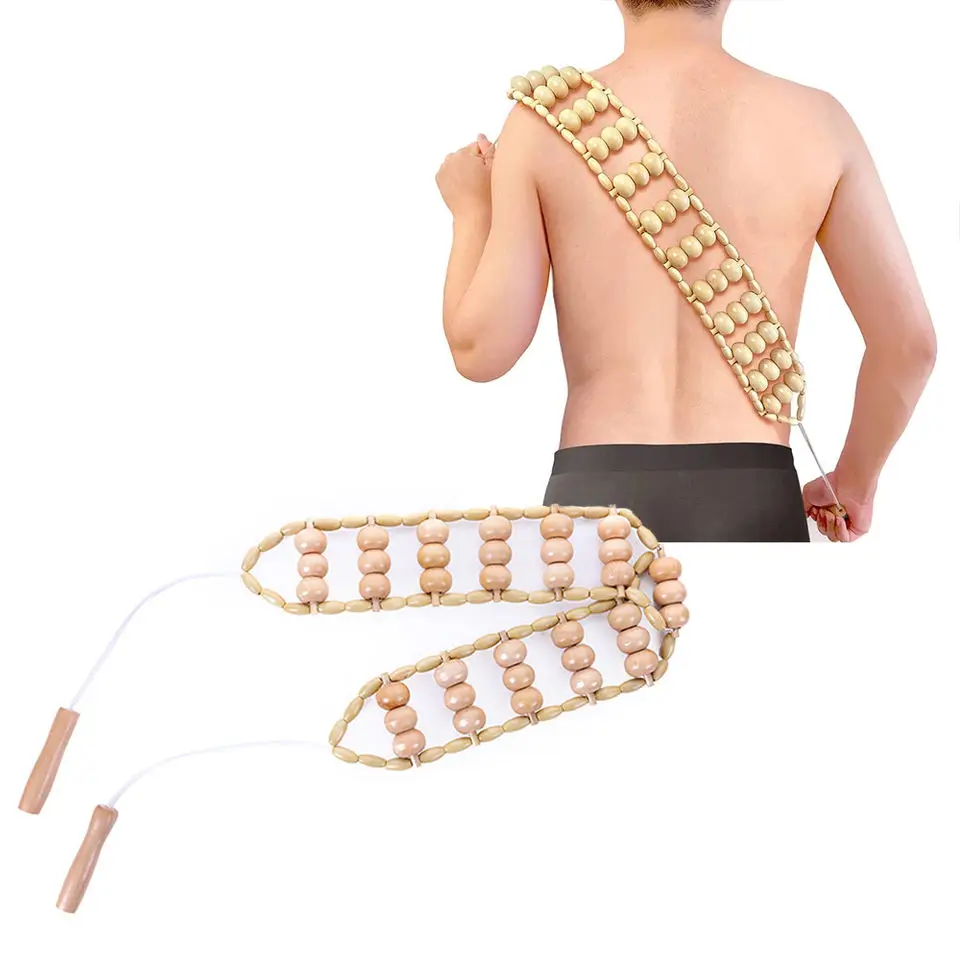 Factory Price Handheld Wood Back Massage Roller Handmade Wood Anti Cellulite