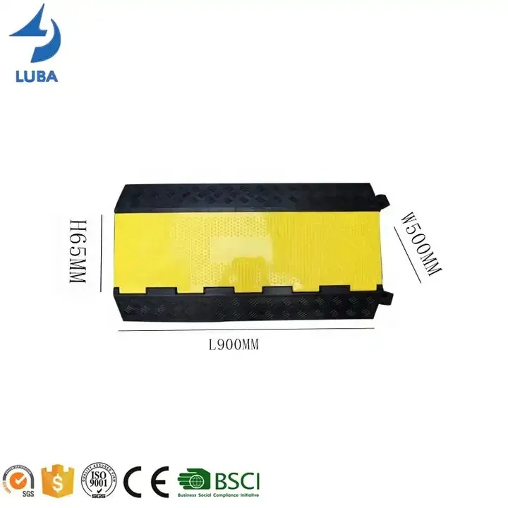 Cheap Price 3 Channel PVC Rubber Mat Cable Cover Speed Humps Road Bump Cable Protector Cable Wire Ramp
