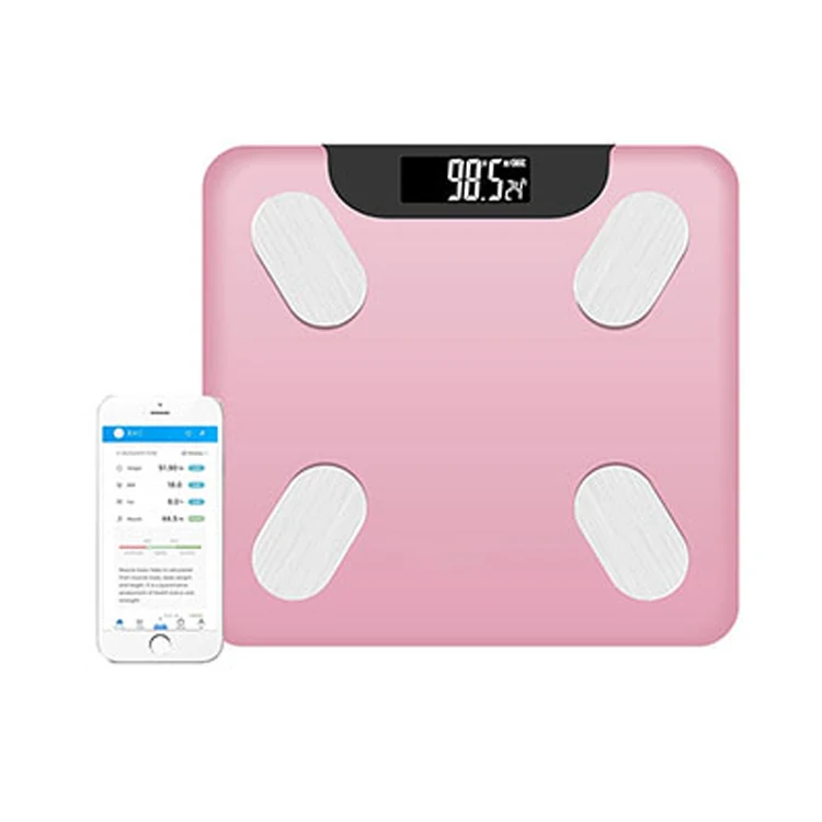 Умные Электронные весы с голубыми зубьями умный бытовой прибор для измерения индекса массы тела металлический корпус со стеклянной коробкой ванной комнаты