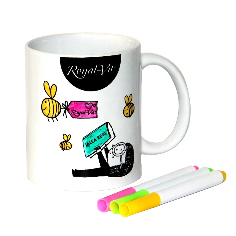 Custom Marker Pen Drawing Ceramic Coffee Mug 330ML Color Changing Ceramic Cup For Promotion Gift mug