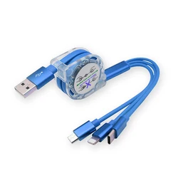 3 in 1 Multi Retractable Data USB Fast Charging Cable Type-C Micro For iPhone Samsung Huawei Xiaomi Wholesale