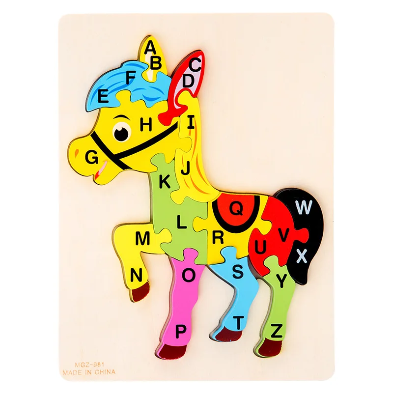 Toddler wooden Educational Kids toys toddler 3D Dinosaur Puzzle game Baby Cartoon Learning Puzzles board Toys for Children