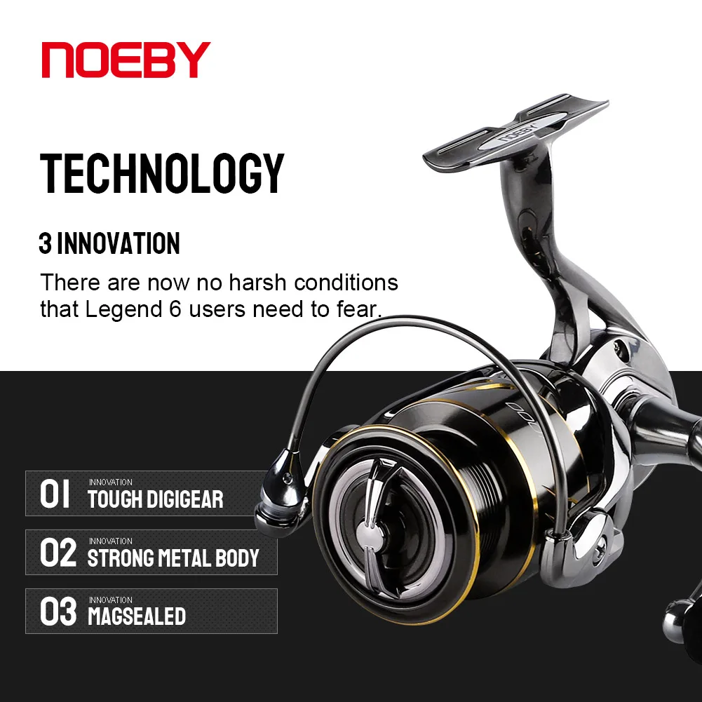 Noeby Spinning Fishing Reel 2500S 3000 4000 5000 6000 Spool Ratio 5.2:1 Max Drag 10-25kg Coil Long Sea Fishing Reel
