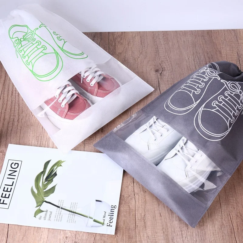 2022 Hot Selling Heat Seal Custom Logo Reusable Eco Friendly Printed Dust Proof PP Non Woven Drawstring Storage Bags For Shoes