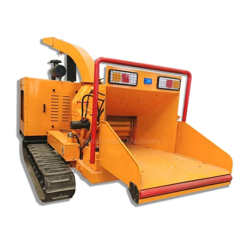 High Performance Mobile Crawler Type Branch Roots Bamboo Tung Shredder Machine Garden Shrub Dry And Wet Wood Shredder Machine