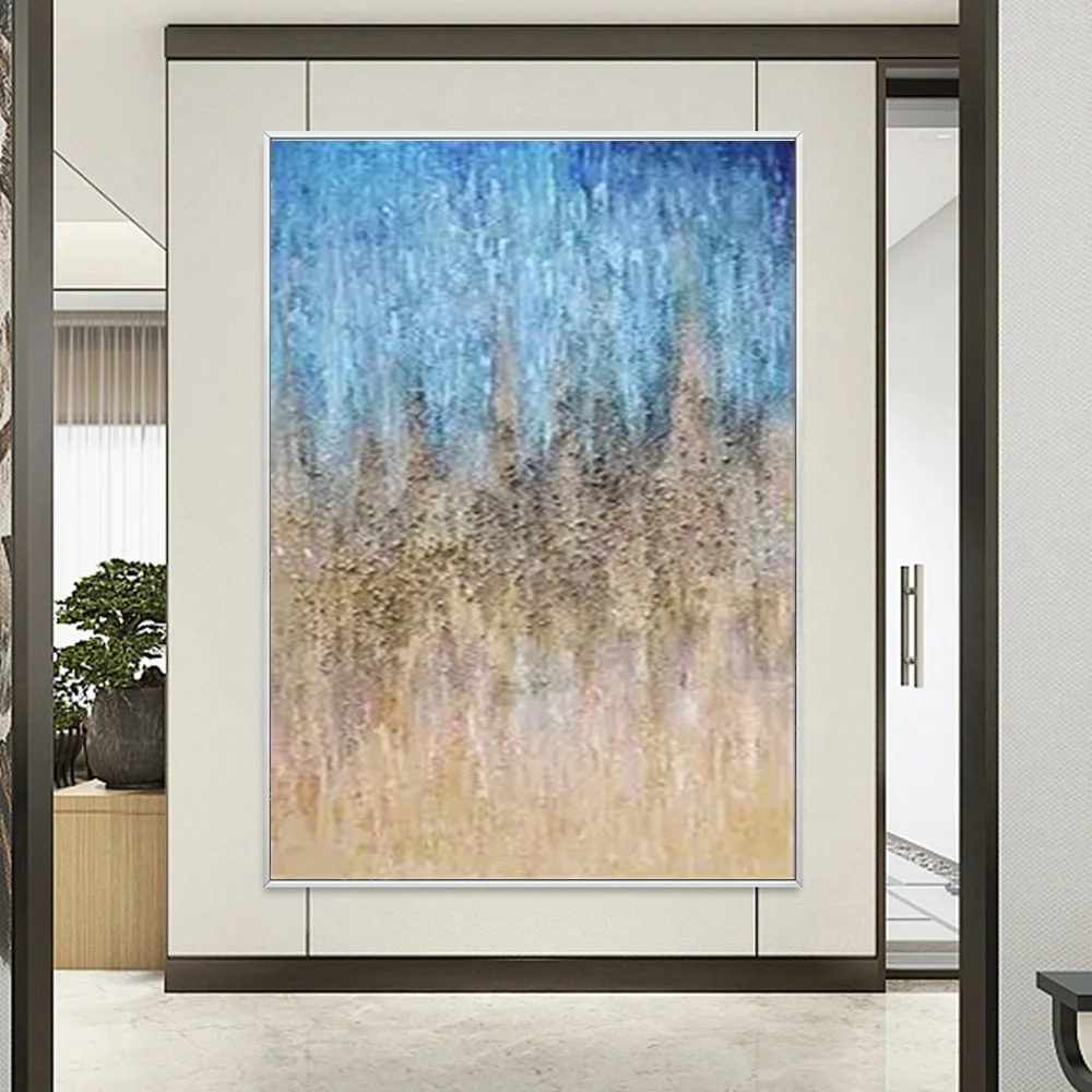 Gravel Texture Hand Painted Oil Picture Luxury Abstract Blue Sky painting oil canvas large  abstract handmade custom