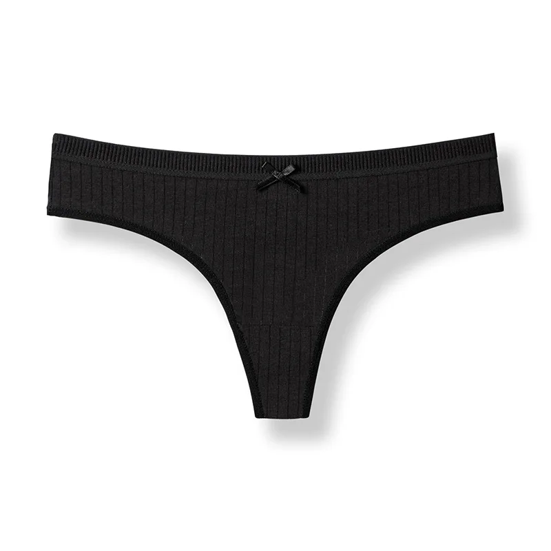 Hot Sales ladies cotton thong new threaded cotton T pants sexy bow low waist erotic T string thong