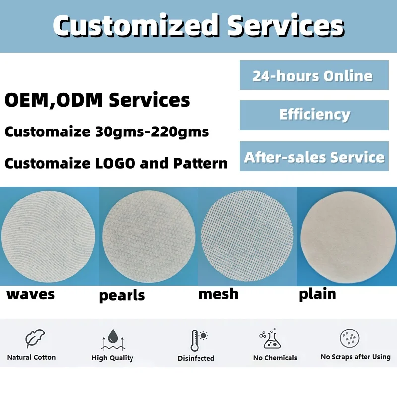 High-quality 100% cotton 5.8cm round disposable makeup remover and skin care cotton pad that does not shed cotton wool