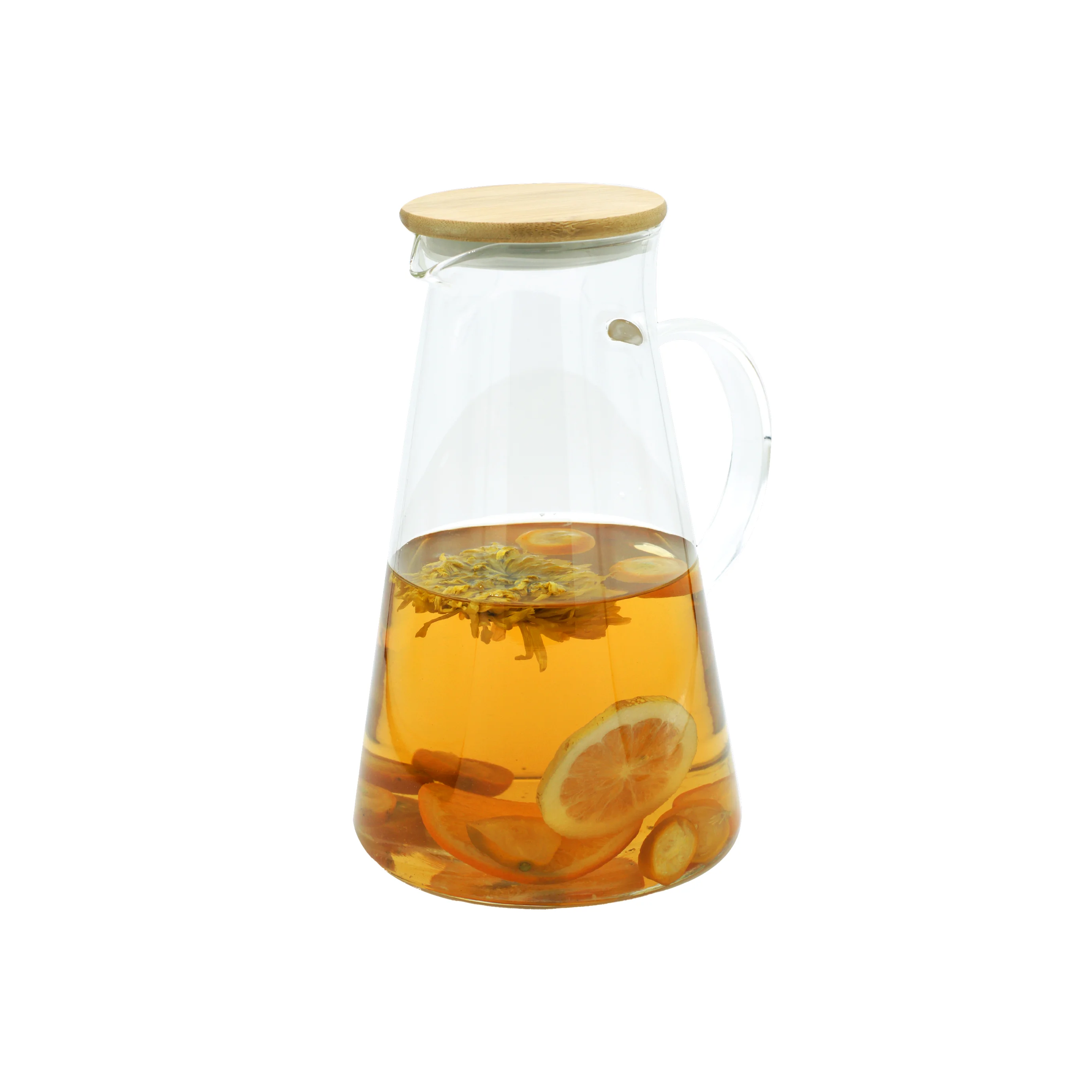 Water Filter a Glass Bottle Jug Set for Cup Boiling Water Stainless Steel Bamboo Filter Custom with Lid Handle