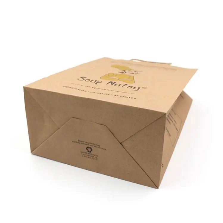 China Supplier Wholesale Brown Kraft Paper Carrier Bags for Food Packaging Craft Recyclable Printed Bags Industrial Use Gifts