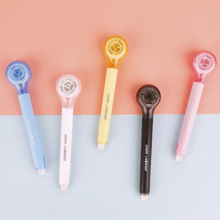 Correction Tape PET 5mm*6m Office and Student Pen-shaped Pen type Refillable Self-winding Tear-resistant White-out Tape