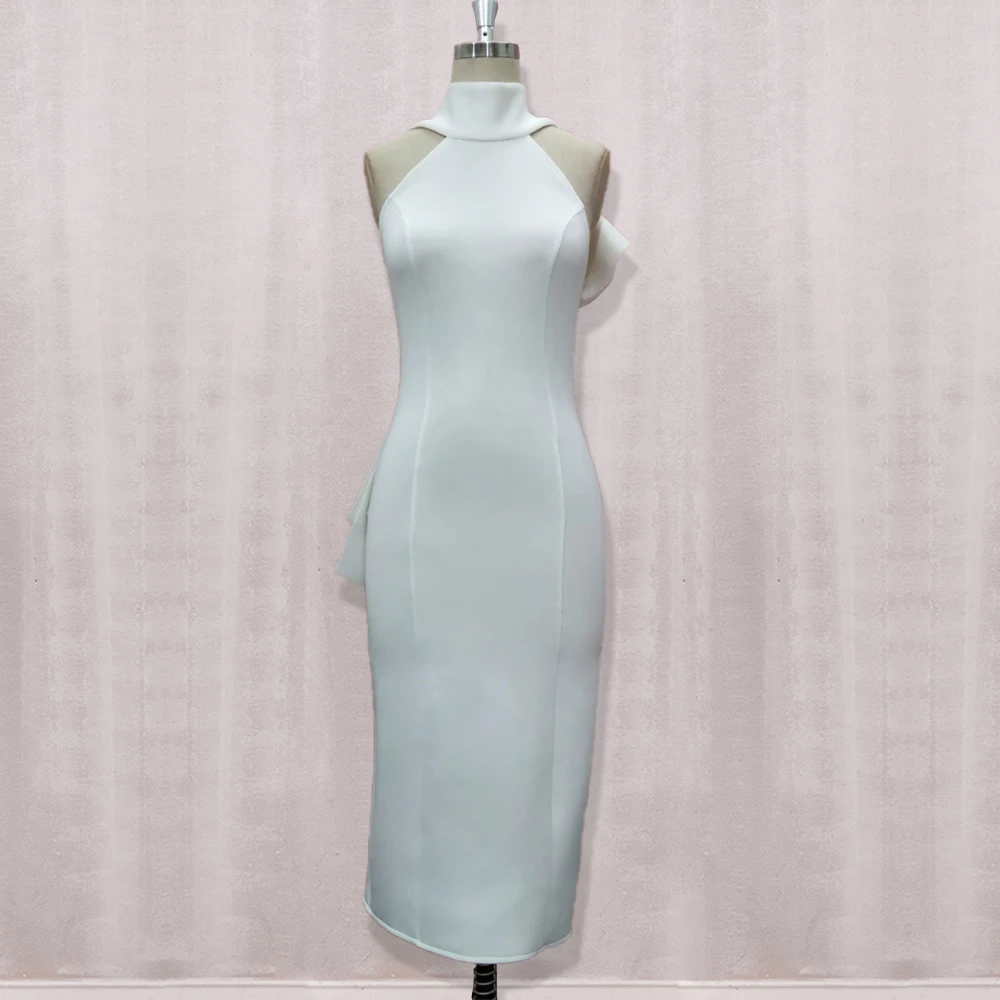 Женское белое Клубное платье подружки невесты без рукавов с разрезом и большим бантом на спине