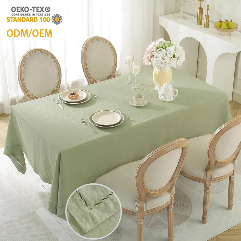 ODM OEM stonewashed linen restaurant tablecloth high quality flax linen Table Cloth for kitchen tablecloth decor