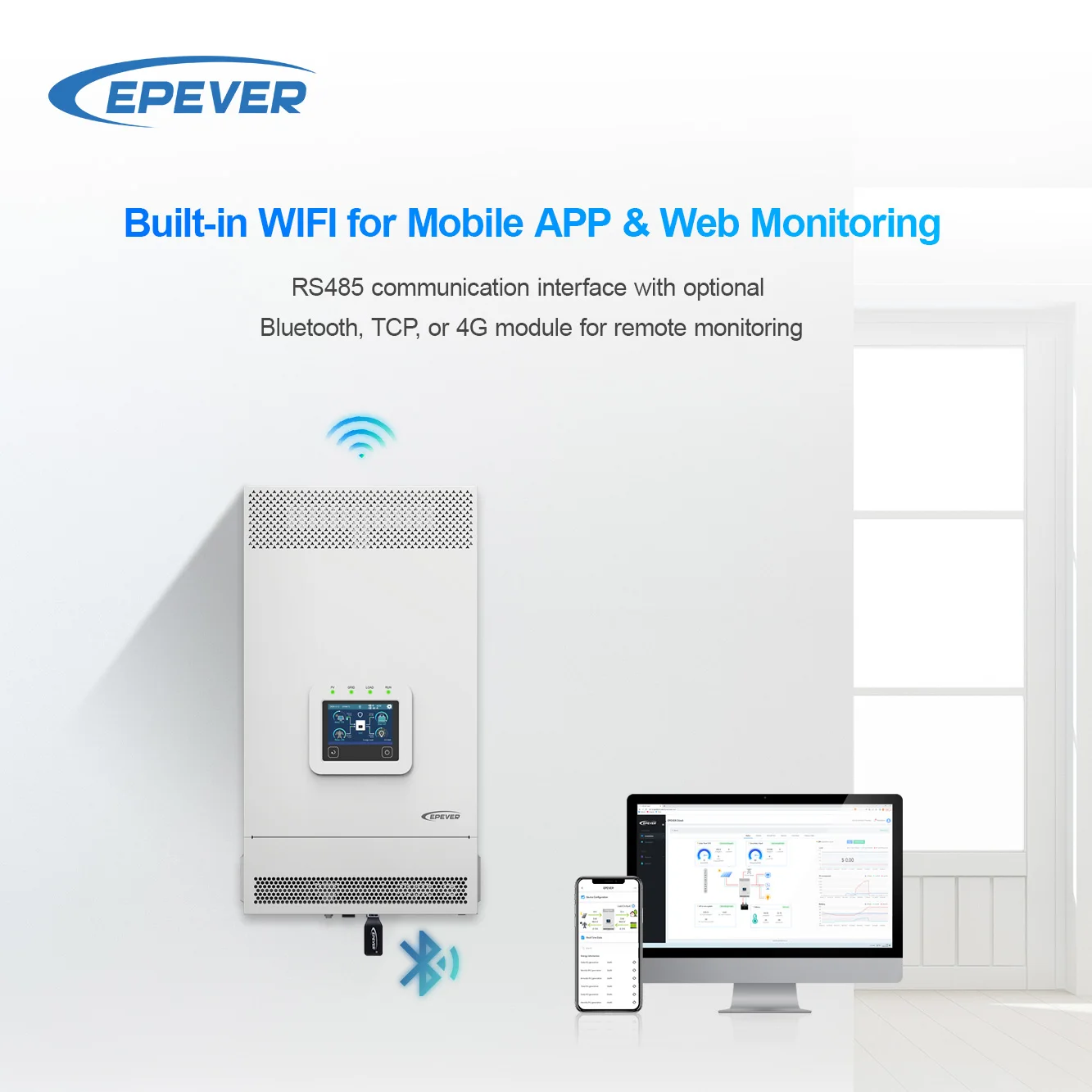 Epever Hybrid Inverter Single Phase 3kw 5kw 24v 48v 220v DC/AC off Grid Inverters Hybrid Solar Inverter for Home