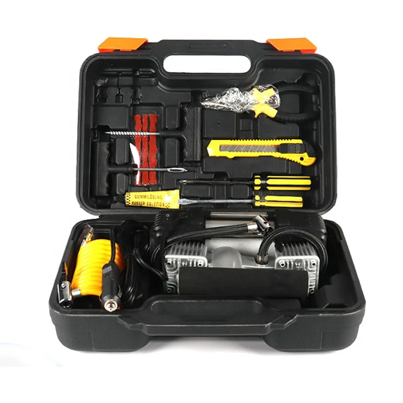 FIREEGG New Design Car Emergency Tools Air Compressor Set Tyre Repair Kit for Car Truck Trailers Tire infltor
