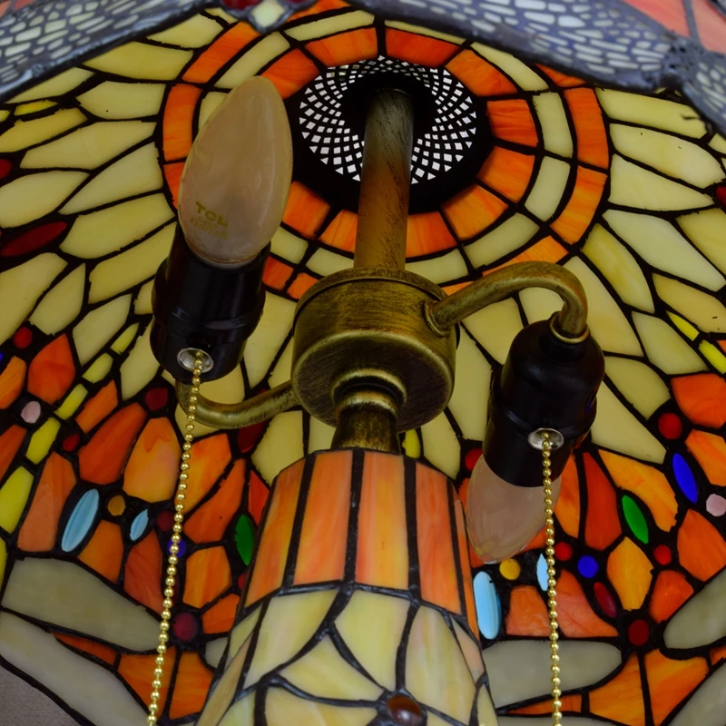 16 Inch Tiffany Dragonfly lamp shade designer European Style Luxury stained glass Table lamp bedside office decor desk lights