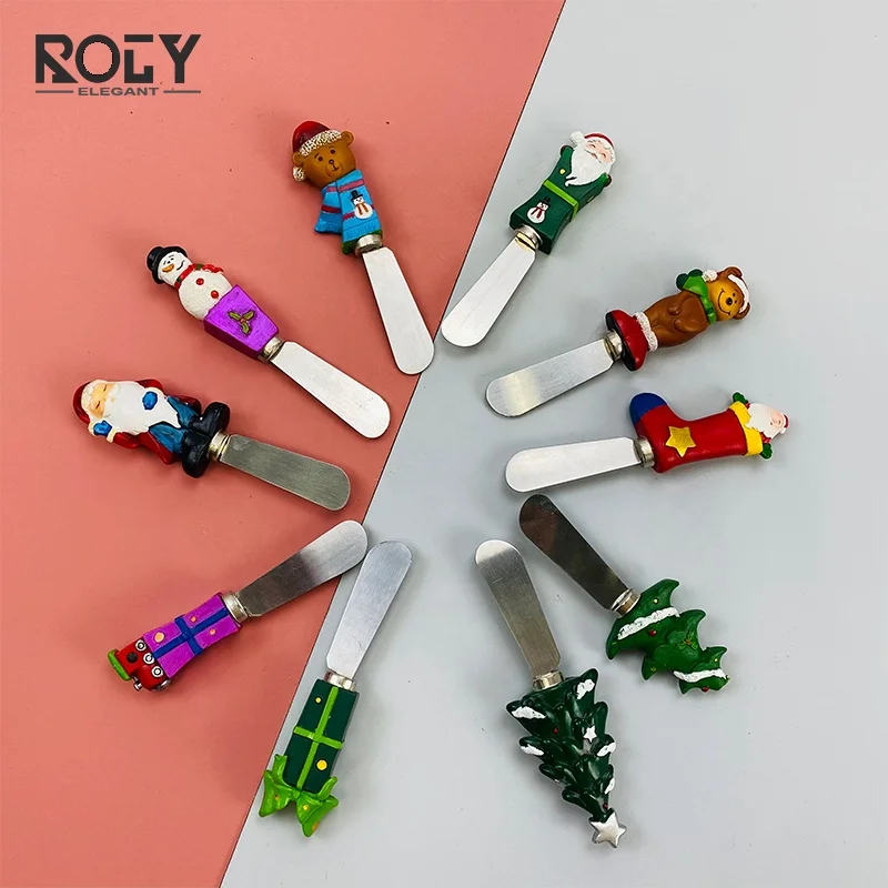 
2021 Christmas decorative resin handle Cheese Knives 