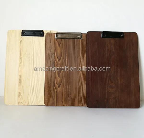 Wood Menu Boards Holders with Stand Base A4 Size Stained Color OEM Logo Engraved