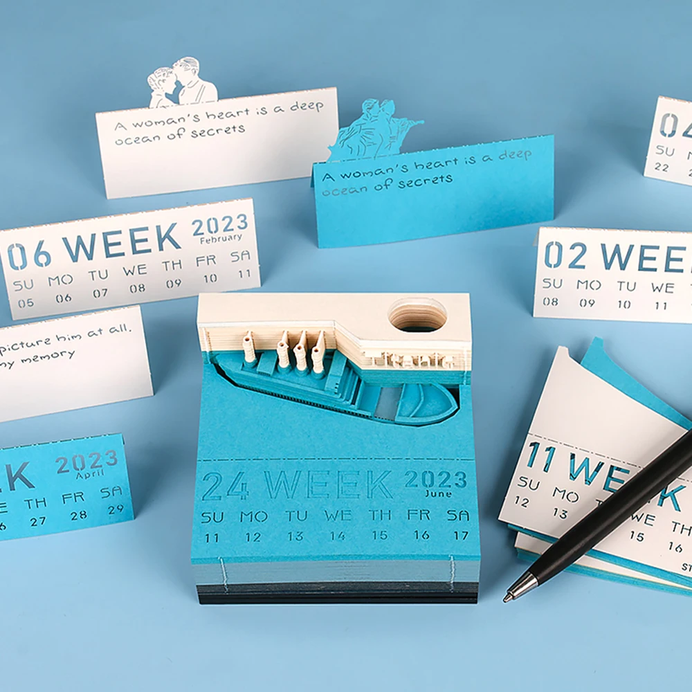 3D Memo Pad Kawaii Pen Holder Titanic Ship Model Custom Sticky Notes With Desk Calendar 2022 For School Office Decor