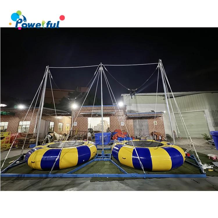 Kids Screaming Two People Inflatable Soft Bungee Inflatable Bungee Jumping Trampoline With Air Pump