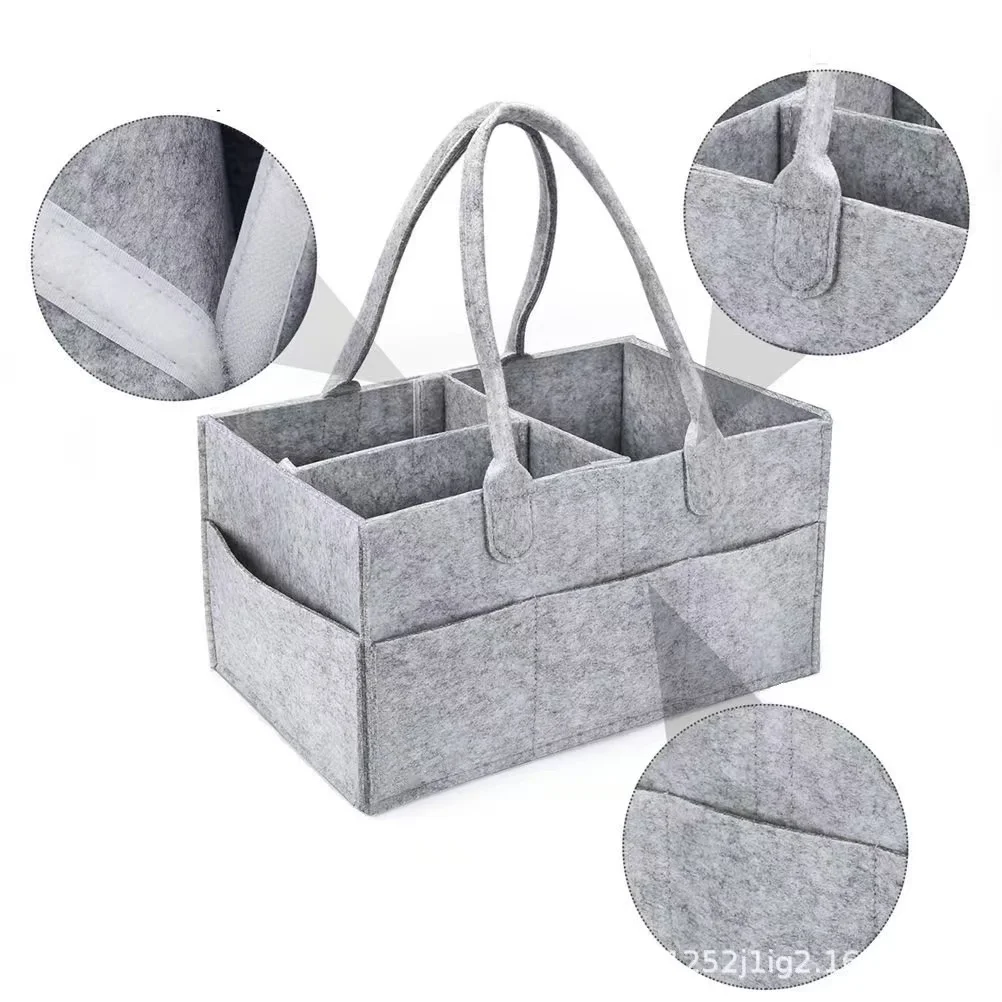 Custom Baby Portable Felt Organizer Baby Caddy Tote Diaper Bag With Large Capacity For Mommy