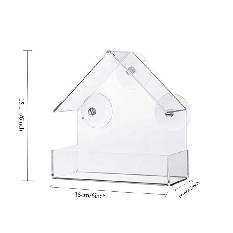 Best Price Outdoor Decoration Birds FOOD Feeder Clear Hanging Acrylic Window Bird Feeder