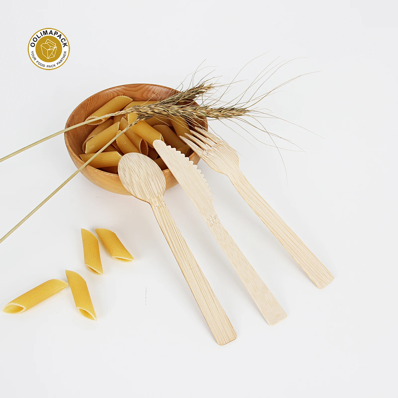 OOLIMA Wholesale Take Away Knife Bamboo Set Travel bamboo Fork Spoon Knife