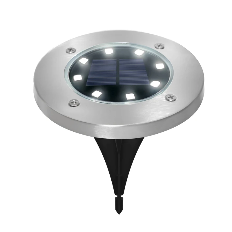 Outdoor RGB Solar Ground Light with 8 LED Discs Waterproof Garden Landscape Lighting for Lawn Pathway Courtyard Driveway Deck