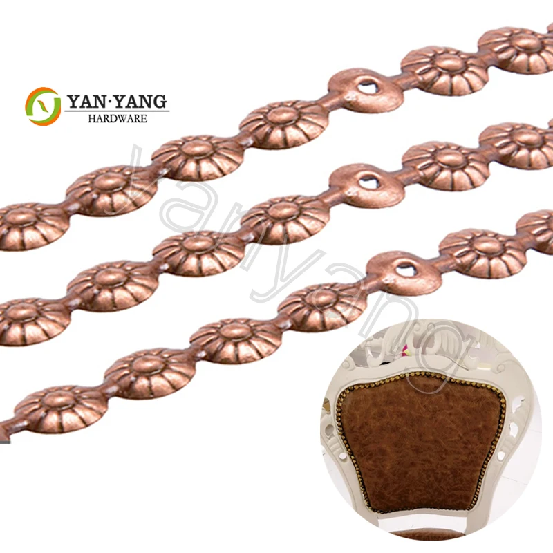 Фабрика Yanyang, популярный цветочный дизайн, 11 мм, индивидуальные декоративные полоски для дивана, железные обивочные полоски для ногтей