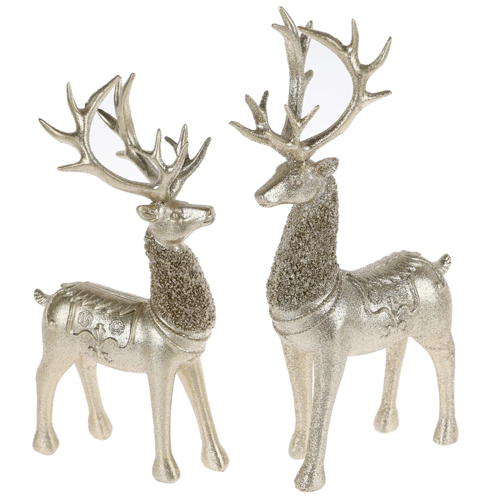 Standing Reindeer Decoration Christmas Deer Figurines Champagne Gold Elk Winter Decor