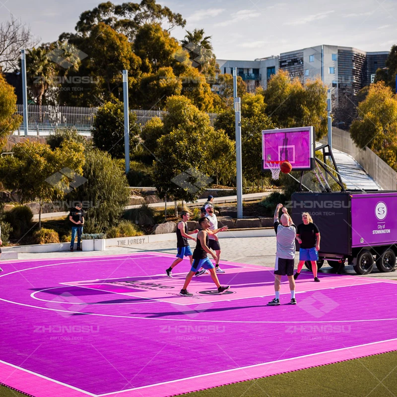 2023 new sports flooring plastic floor tile interlocking new outdoor basketball court tiles with shock absorbers