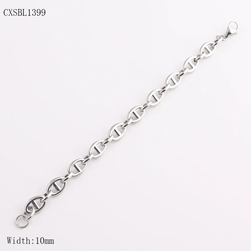 Punk Stainless Steel Cuban Chain bracelet Single buckle flat pressing Chain Bracelets Women Men Unisex Wrist Party Jewelry