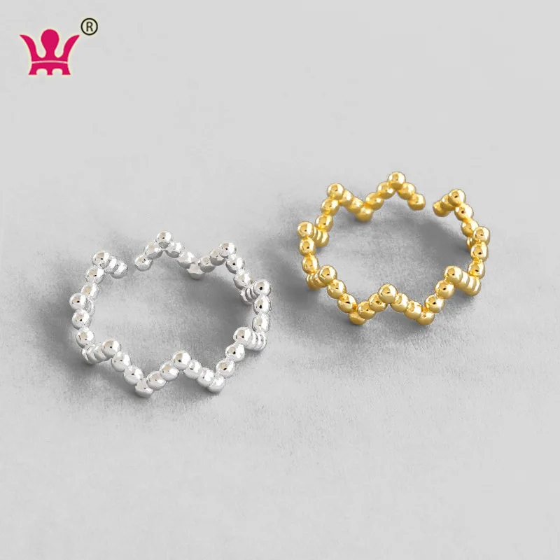 Wmja457 V Beads Curve Thin Ring Korean Style Simple Design 925 Sterling Silver Material