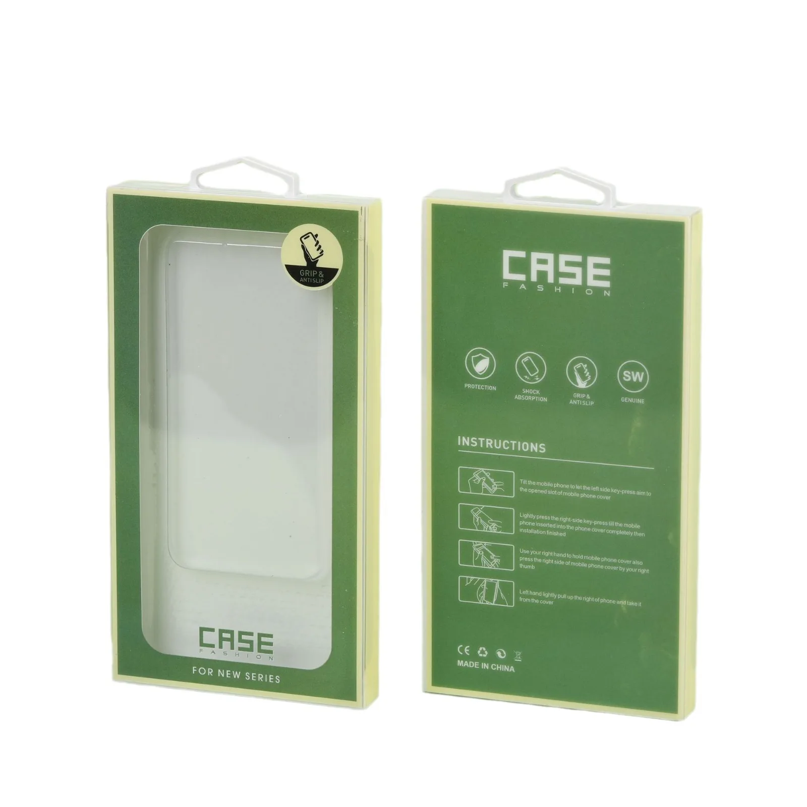 Folding hook packaging box, high-end stock PVC box, mobile phone case packaging box, 15 promax packaging, transparent box