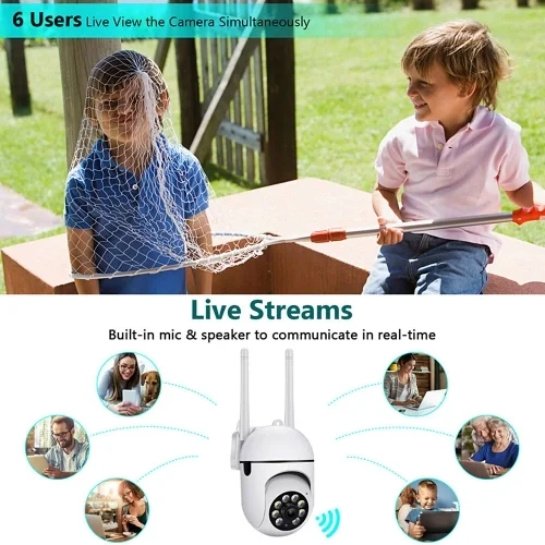 A7 1080P PTZ Camera 2MP WiFi Camera Home Security Camera with Night Vision Motion Detection 2-Way Audio 2.4GHZ VI365 App